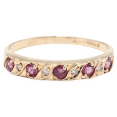 Ruby Diamond Band Ring, 9K Yellow Gold, Ring, Stackable
