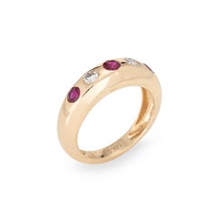 Ruby Diamond Band Sz 7 Vintage 14k Yellow Gold Ring Estate Stacking Jewelry