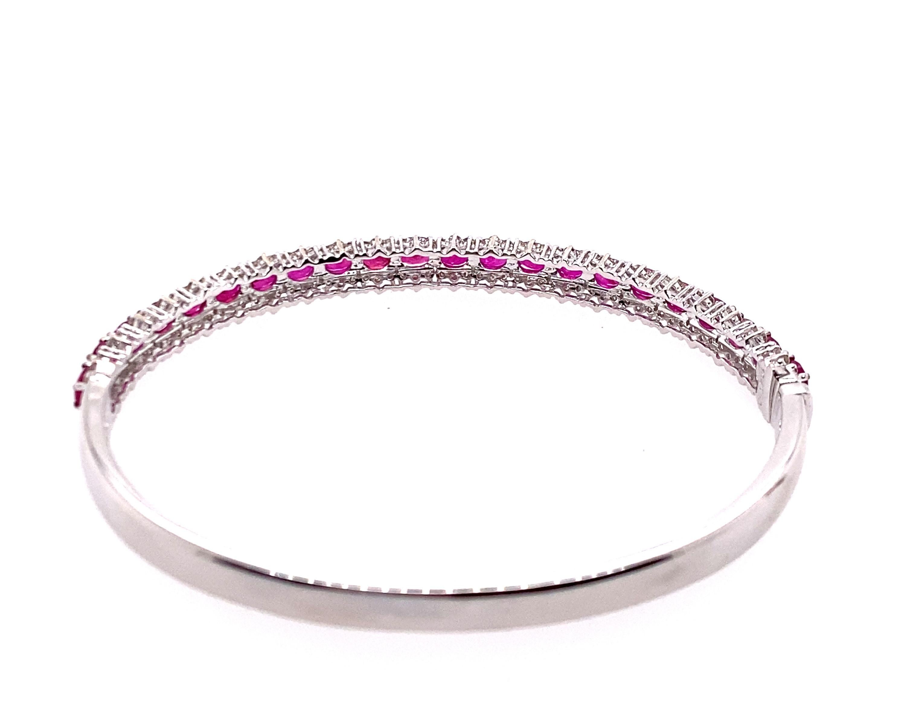 Ruby Diamond Bangle Bracelet 10.80ct 18K White Gold 1