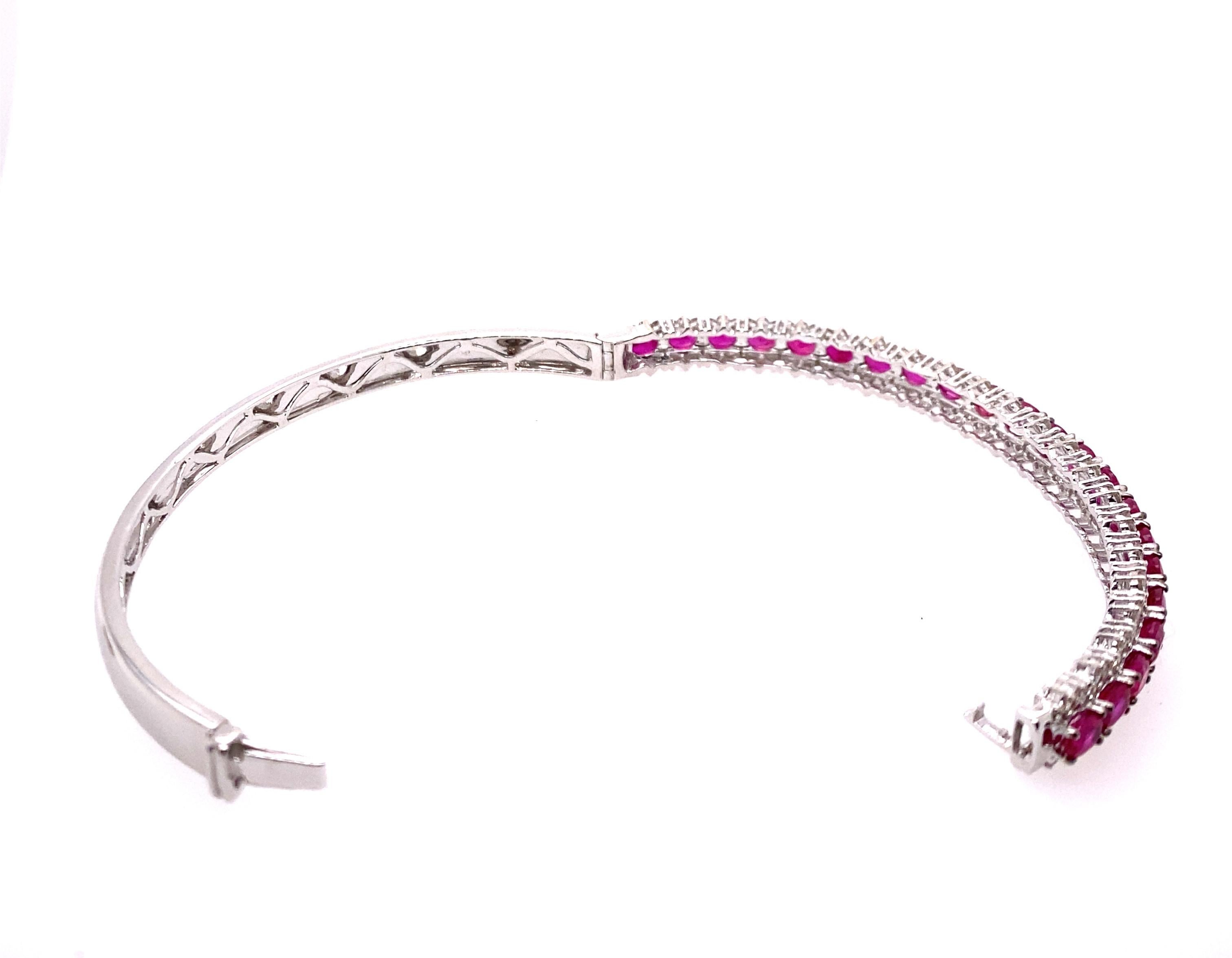 Ruby Diamond Bangle Bracelet 10.80ct 18K White Gold 2