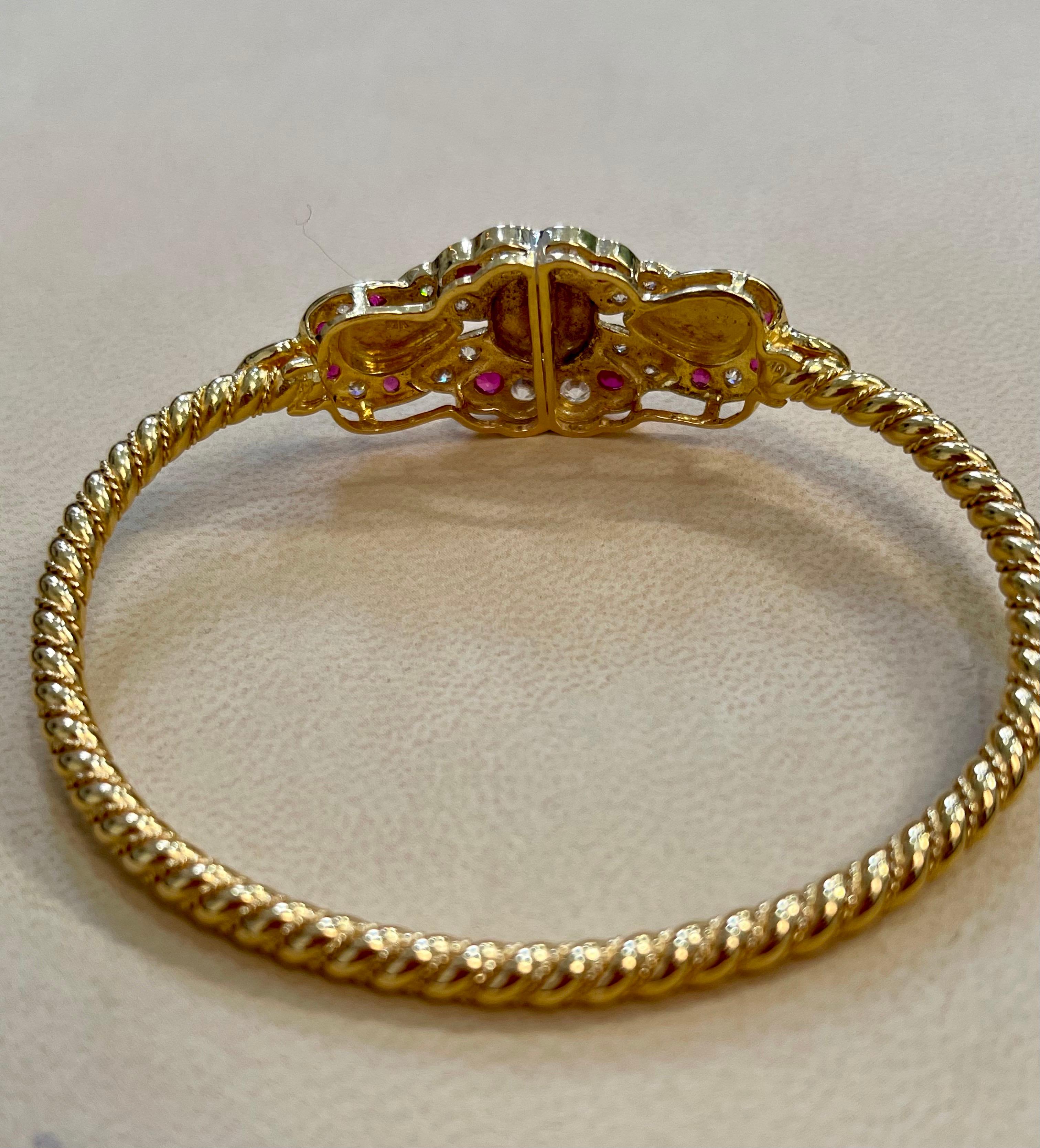 Ruby and Diamond Bangle or Bracelet in 21 Karat Yellow Gold 34.6 Grams In Excellent Condition In New York, NY