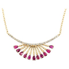 Ruby & Diamond Bar Necklace in Gold