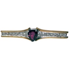 Ruby Diamond Bar Pin Signed Secrett