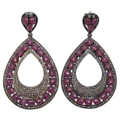 Ruby & Diamond Bavna Teardrop Pierced Earrings