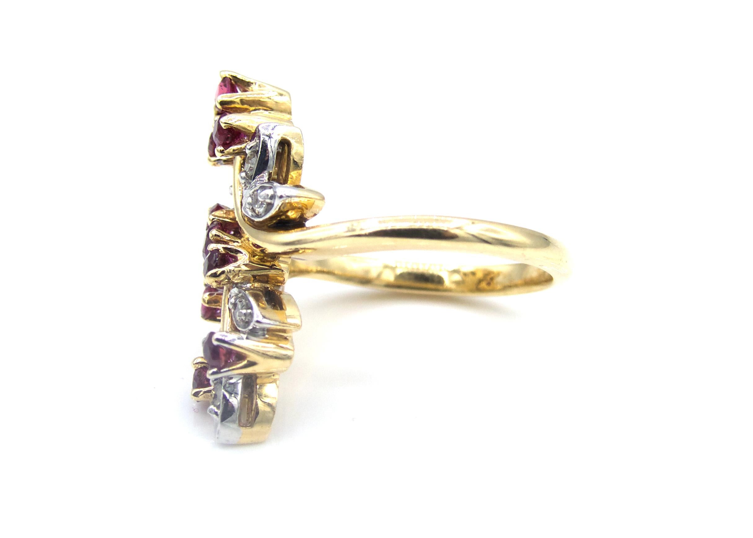 Contemporary Ruby Diamond Berry Branch Ring For Sale