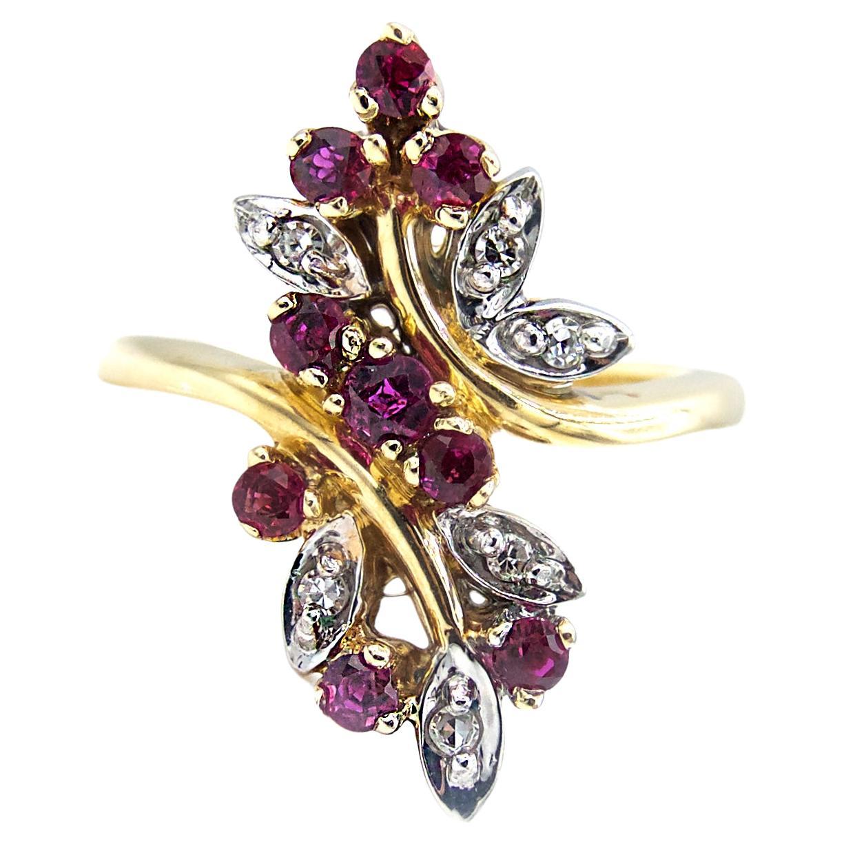 Ruby Diamond Berry Branch Ring For Sale