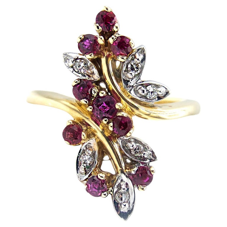 Ruby Diamond Berry Branch Ring For Sale at 1stDibs