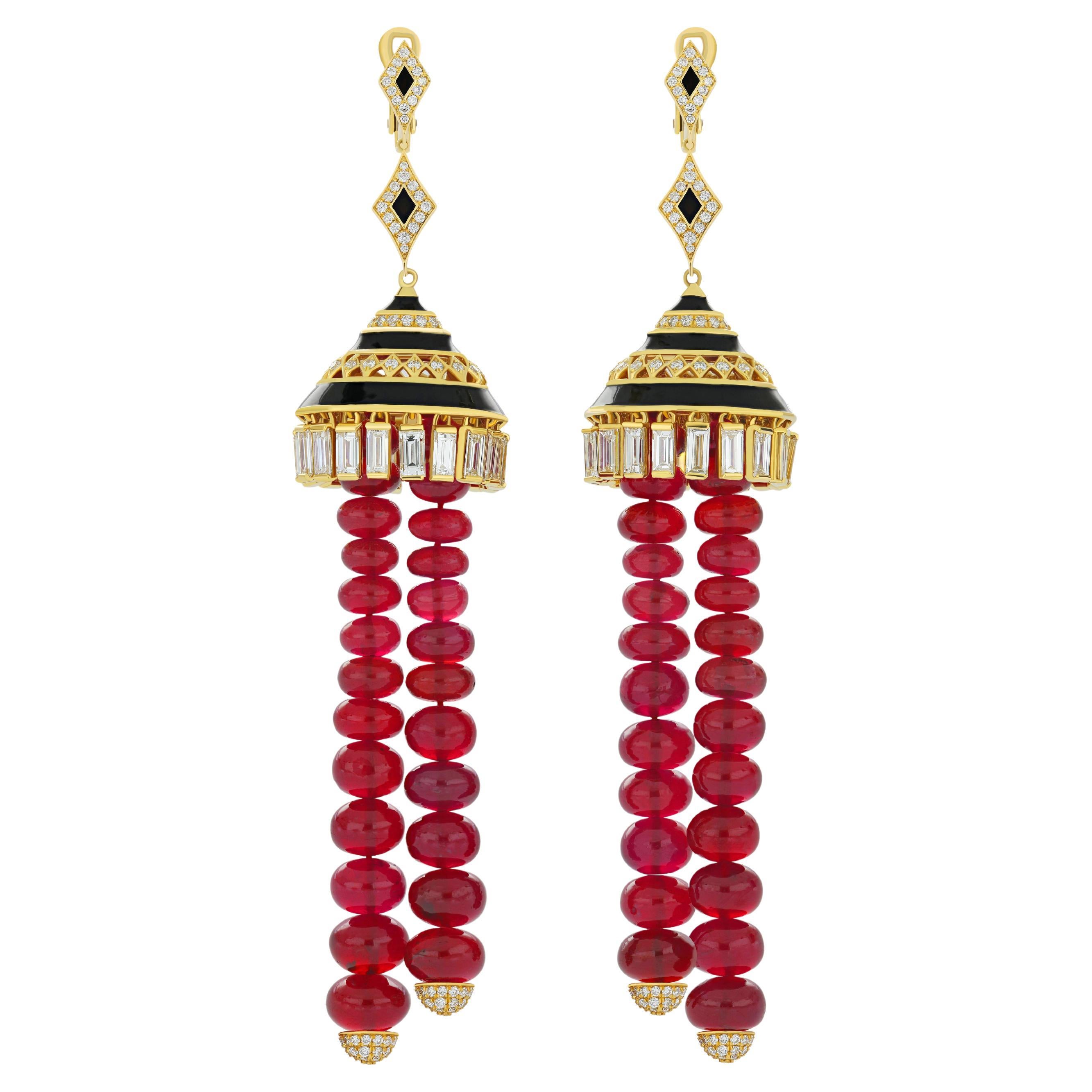 Buy Priyaasi Women Ruby Beads Gold Plated Jhumka Earrings Online at Best  Price | Distacart