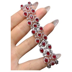 Eze Jewelry 10ct Natural Unheated Pigeon Blood Ruby Bracelet, 18K Gold