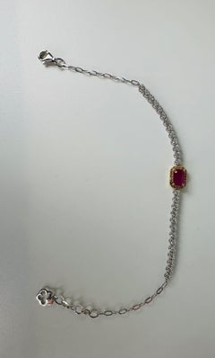 Bracelet rubis diamant 14KT or bicolore