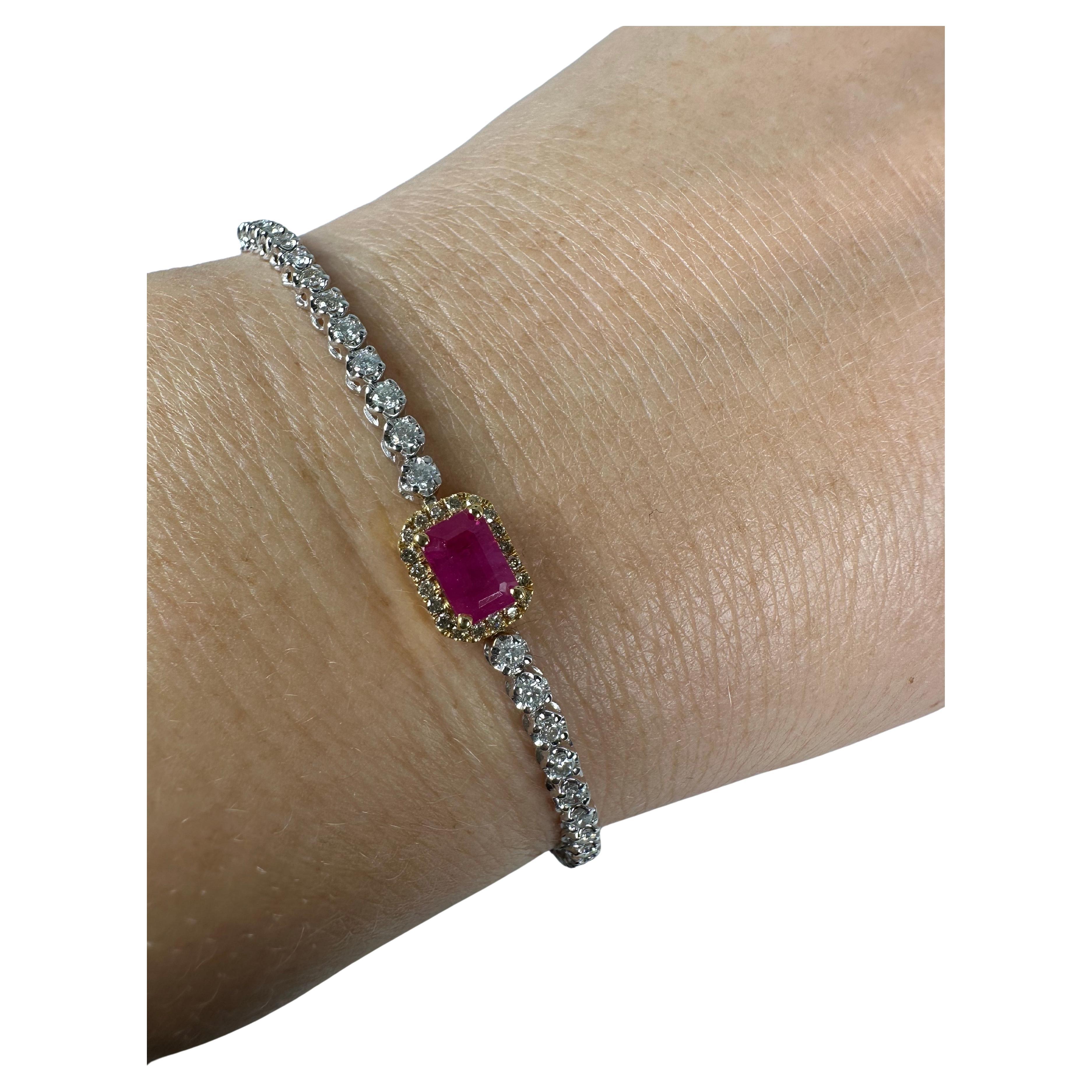 Ruby Diamond bracelet 14KT two tone gold