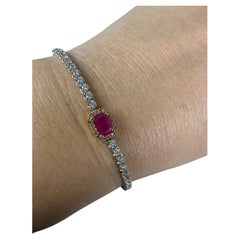 Bracelet rubis diamant 14KT or bicolore
