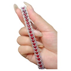 Eze Jewelry 8.42ct Natural Unheated Ruby & Diamond Bracelet, 18K Gold