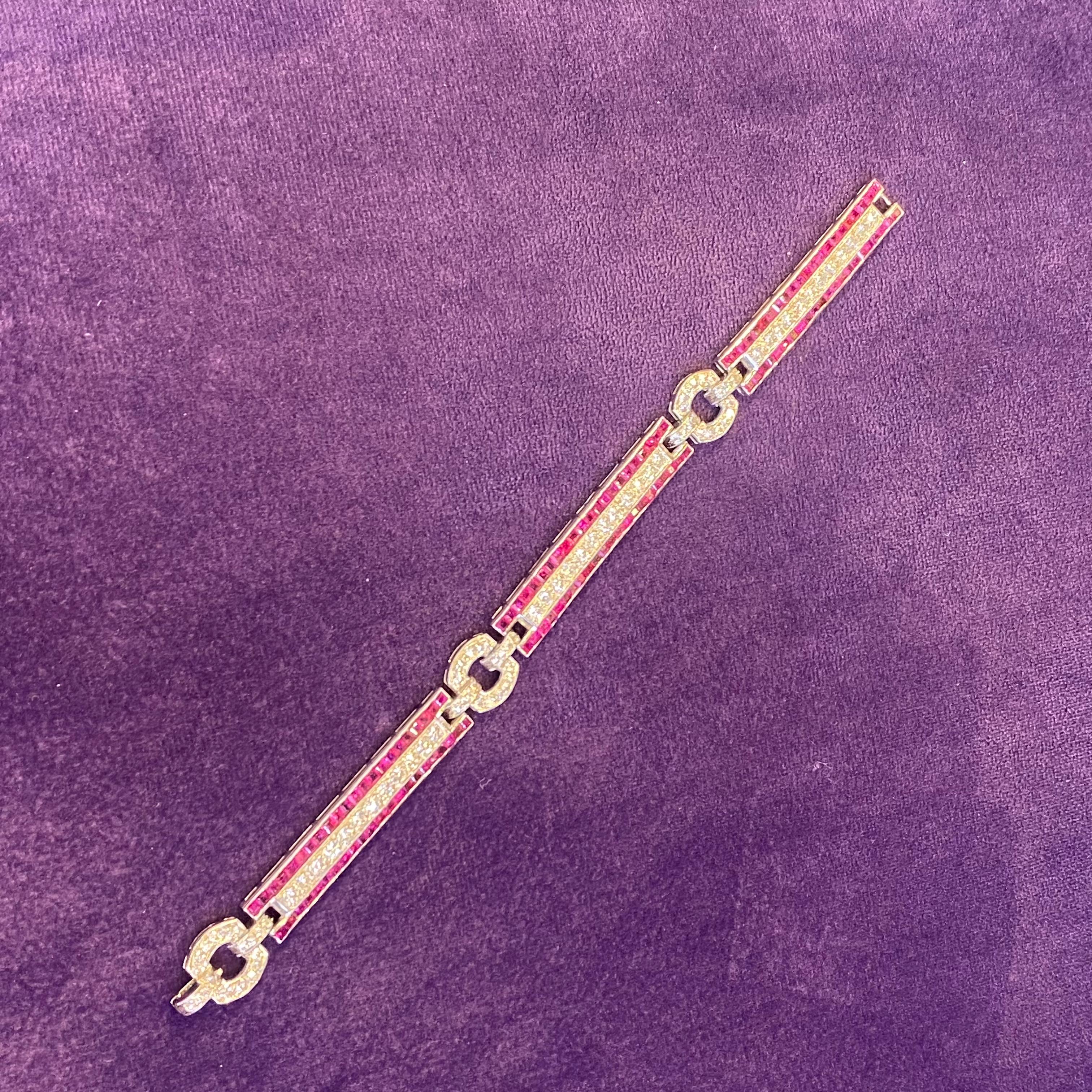 Women's Ruby & Diamond Bracelet For Sale