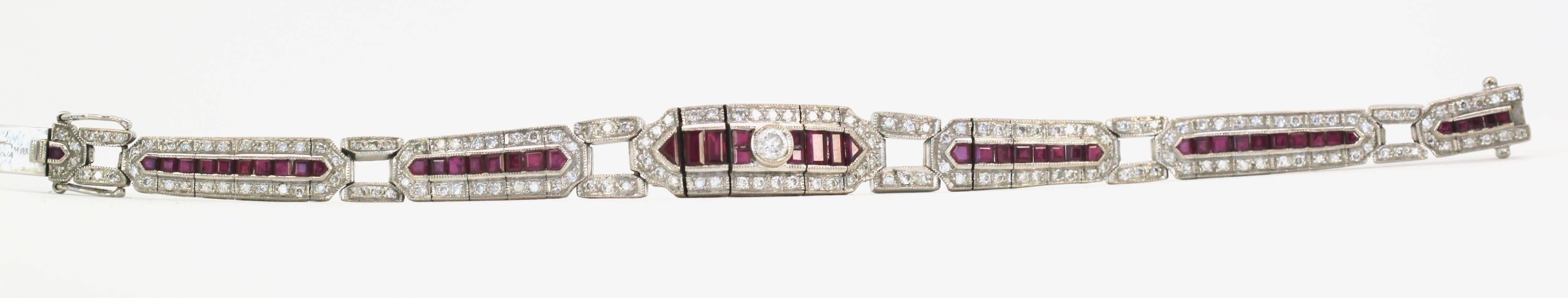 Ruby Diamond Bracelet 18K In Good Condition In North Hollywood, CA