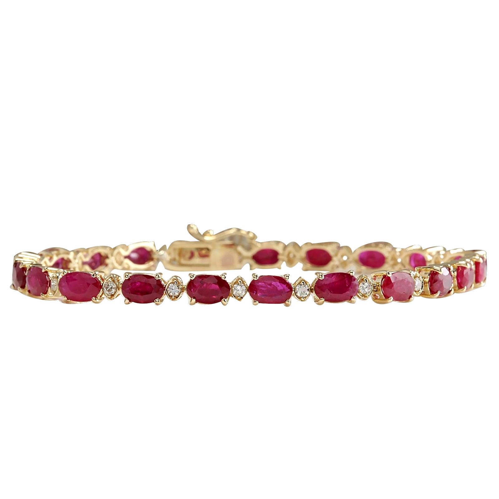 Ruby Diamond Bracelet In 1 Karat Yellow Gold  In New Condition For Sale In Los Angeles, CA