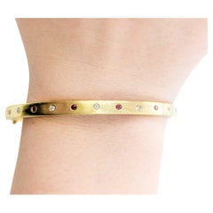 Ruby & Diamond Bracelet in Brushed 18K Yellow Gold