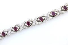 9.02 Carat Purplish Red Ruby & Diamond Bracelet In Platinum