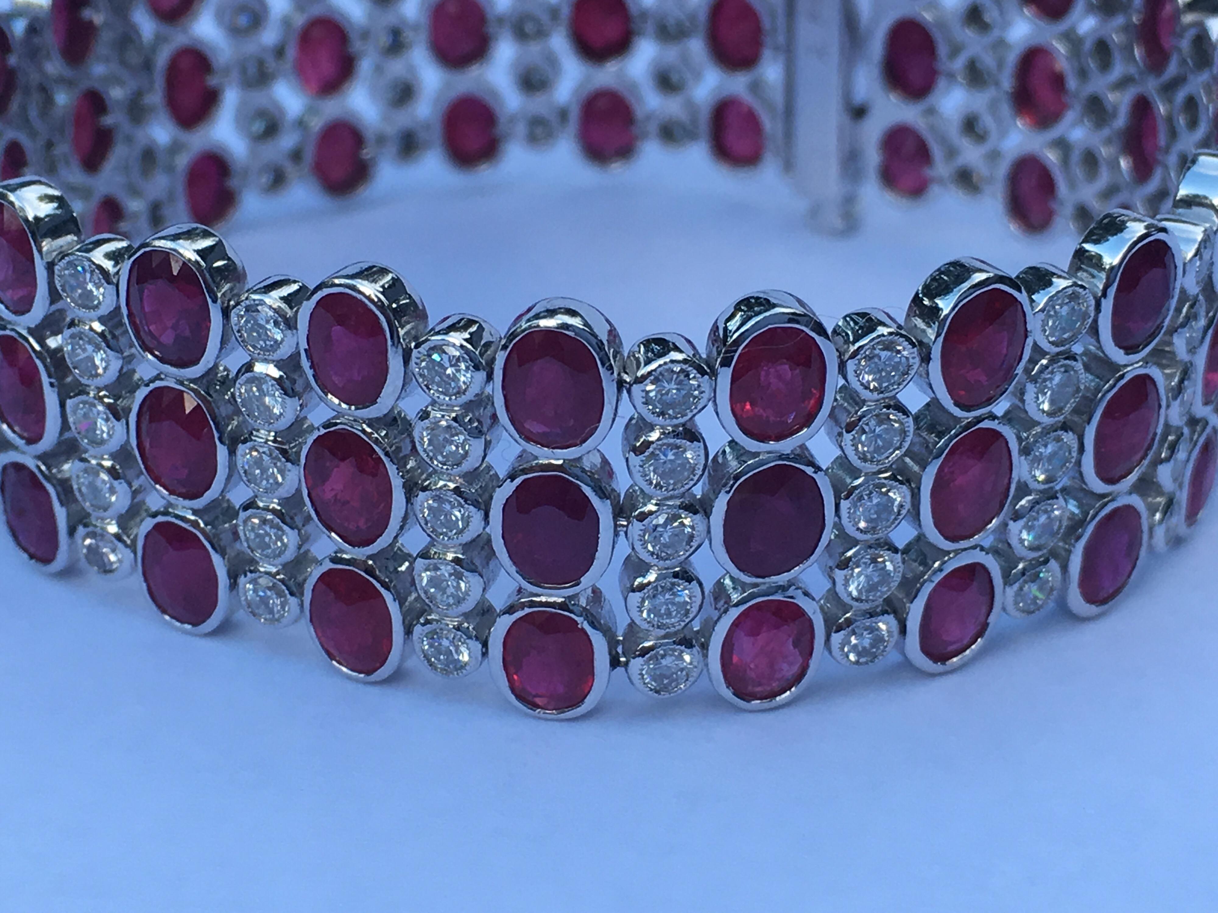 Ruby Diamond Bracelet Set In 18 Karat White Gold 5