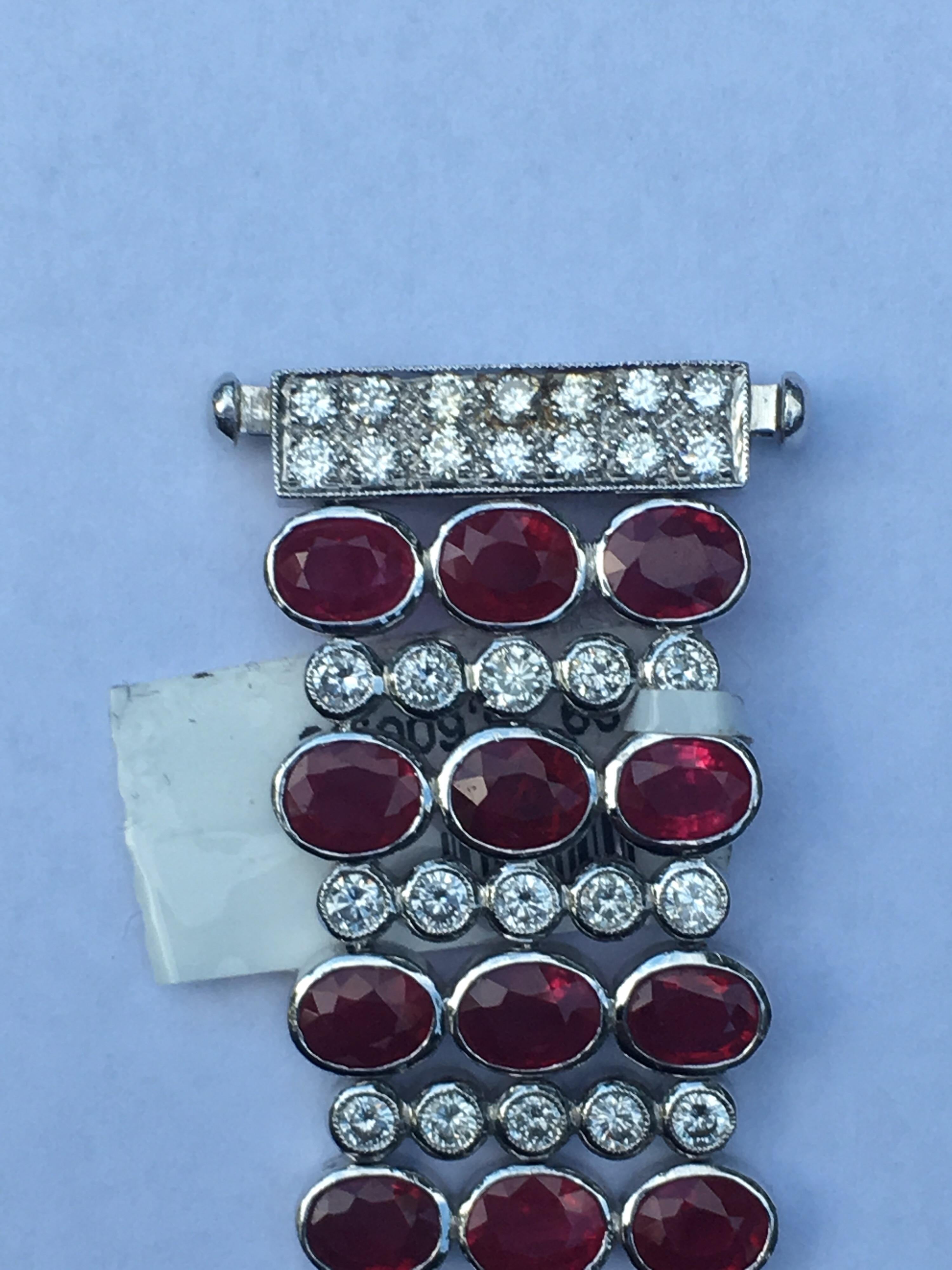 Artisan Ruby Diamond Bracelet Set In 18 Karat White Gold