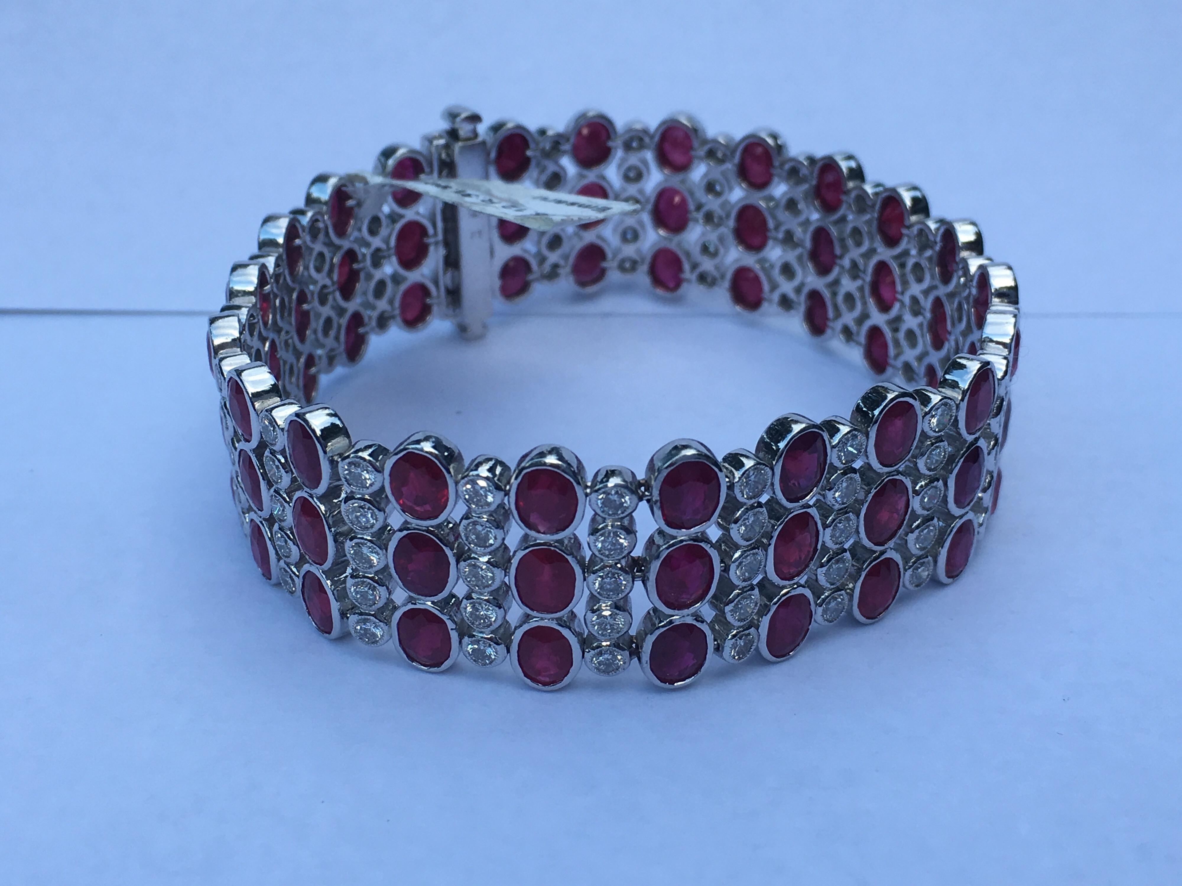 Ruby Diamond Bracelet Set In 18 Karat White Gold 1