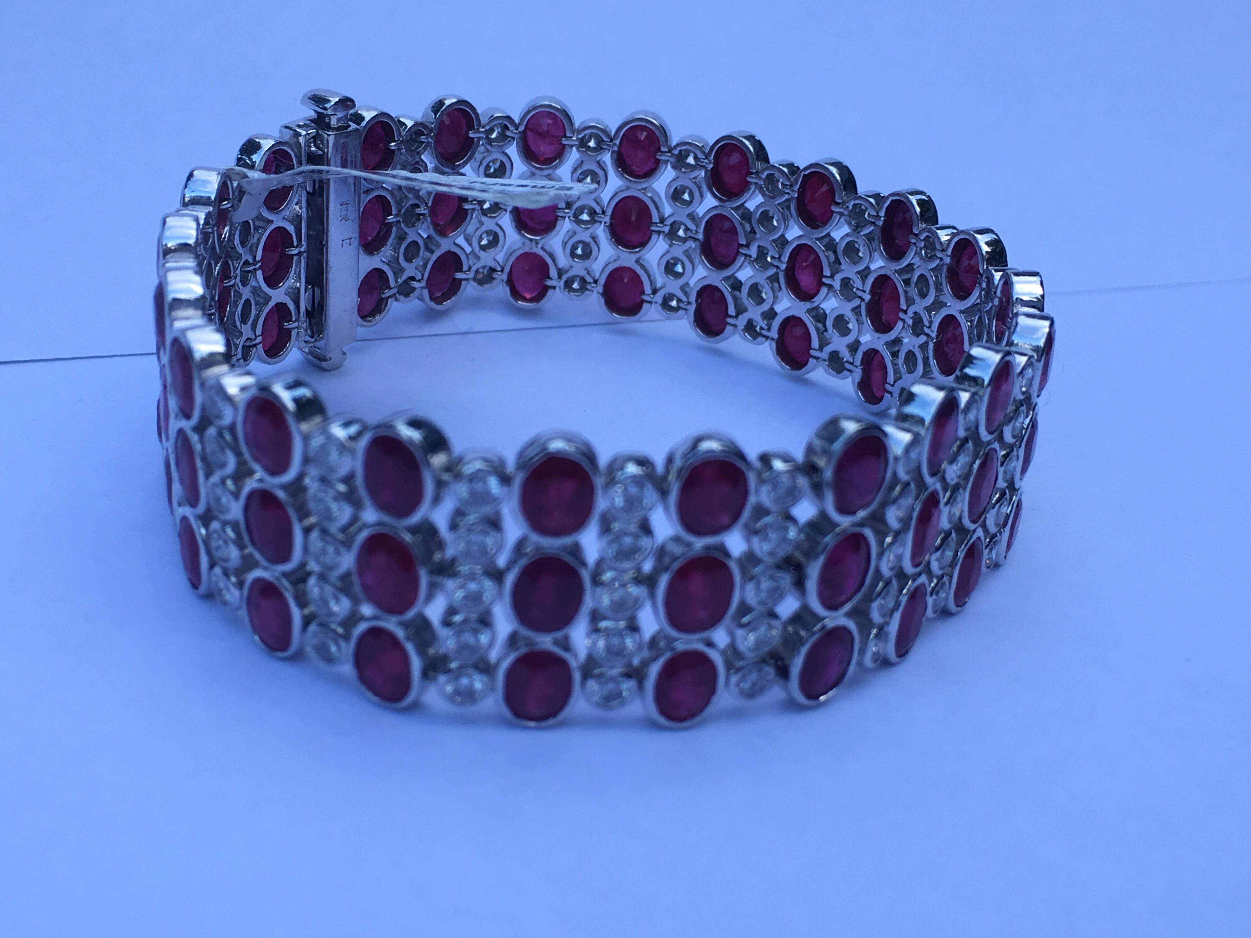 Ruby Diamond Bracelet Set In 18 Karat White Gold 2