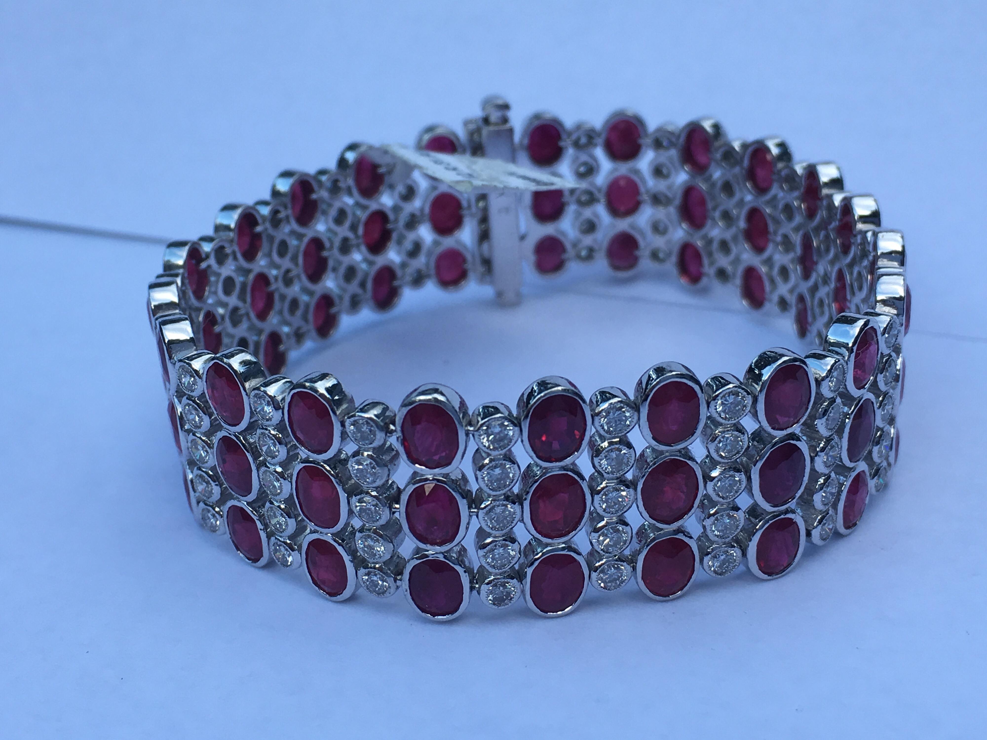 Ruby Diamond Bracelet Set In 18 Karat White Gold 3