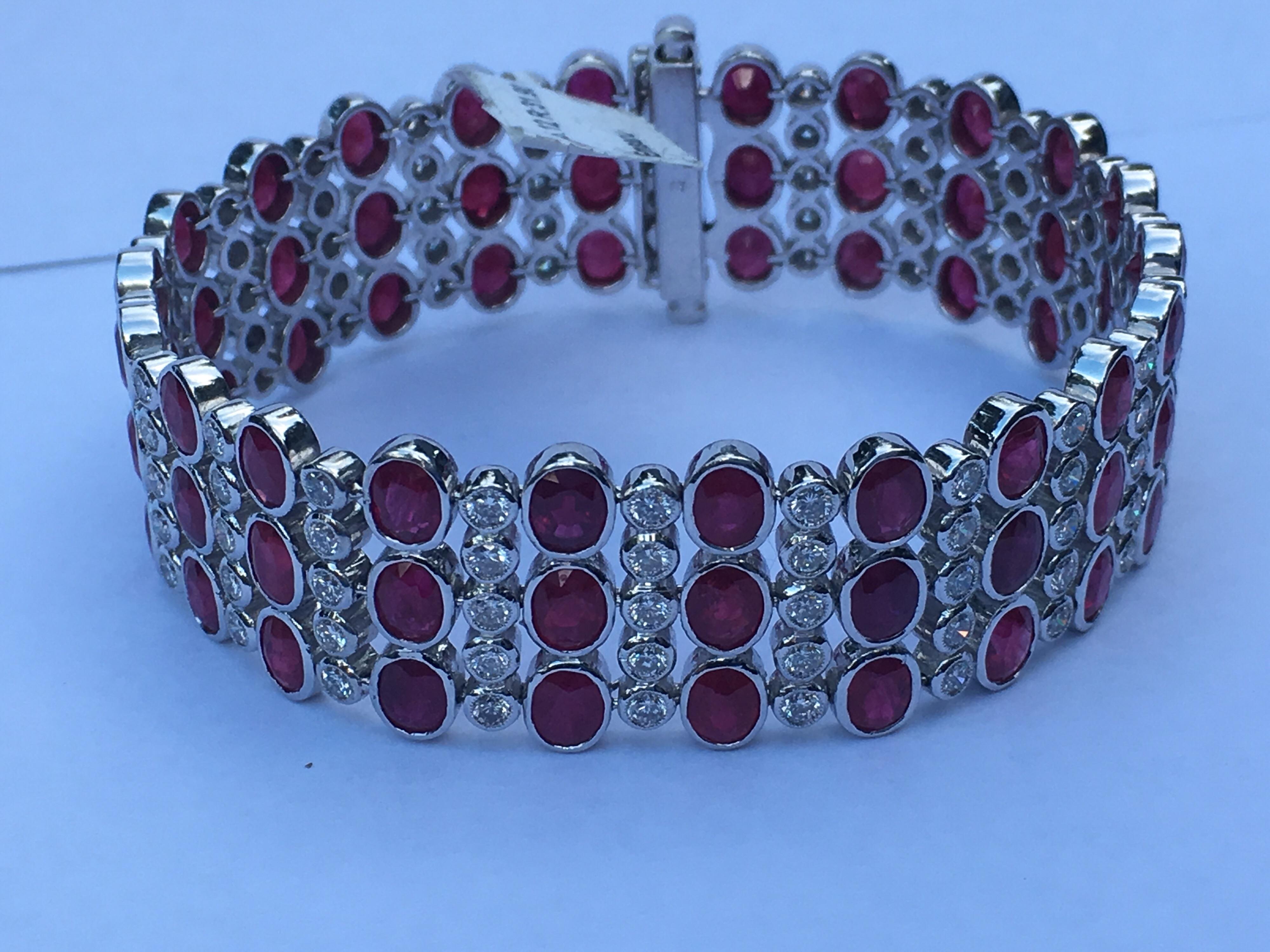 Ruby Diamond Bracelet Set In 18 Karat White Gold 4