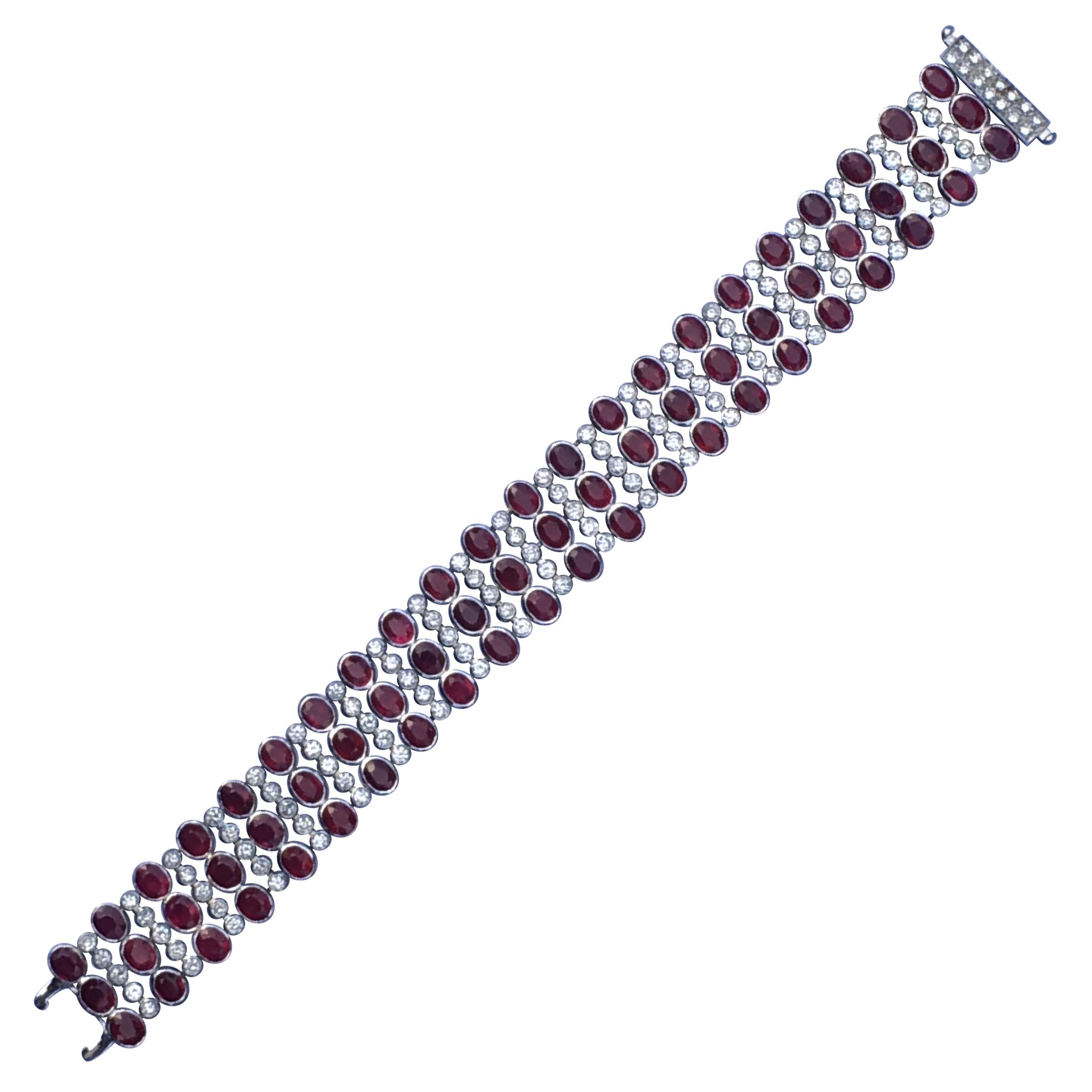 Ruby Diamond Bracelet Set In 18 Karat White Gold