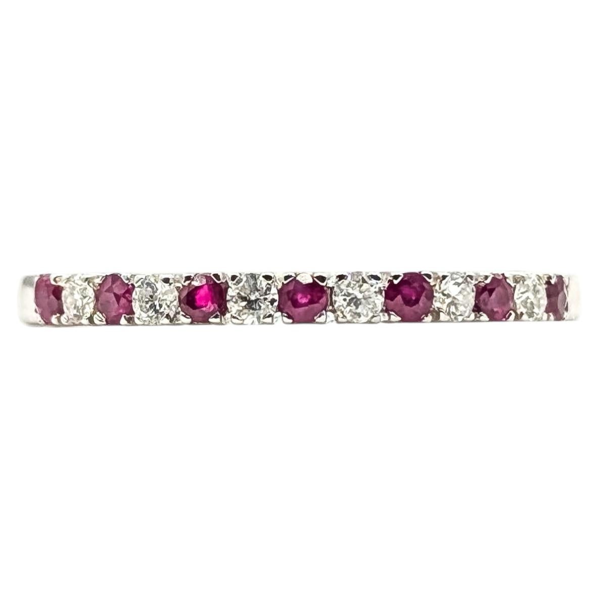 Ruby & Diamond Bridal Band in 14k White Gold