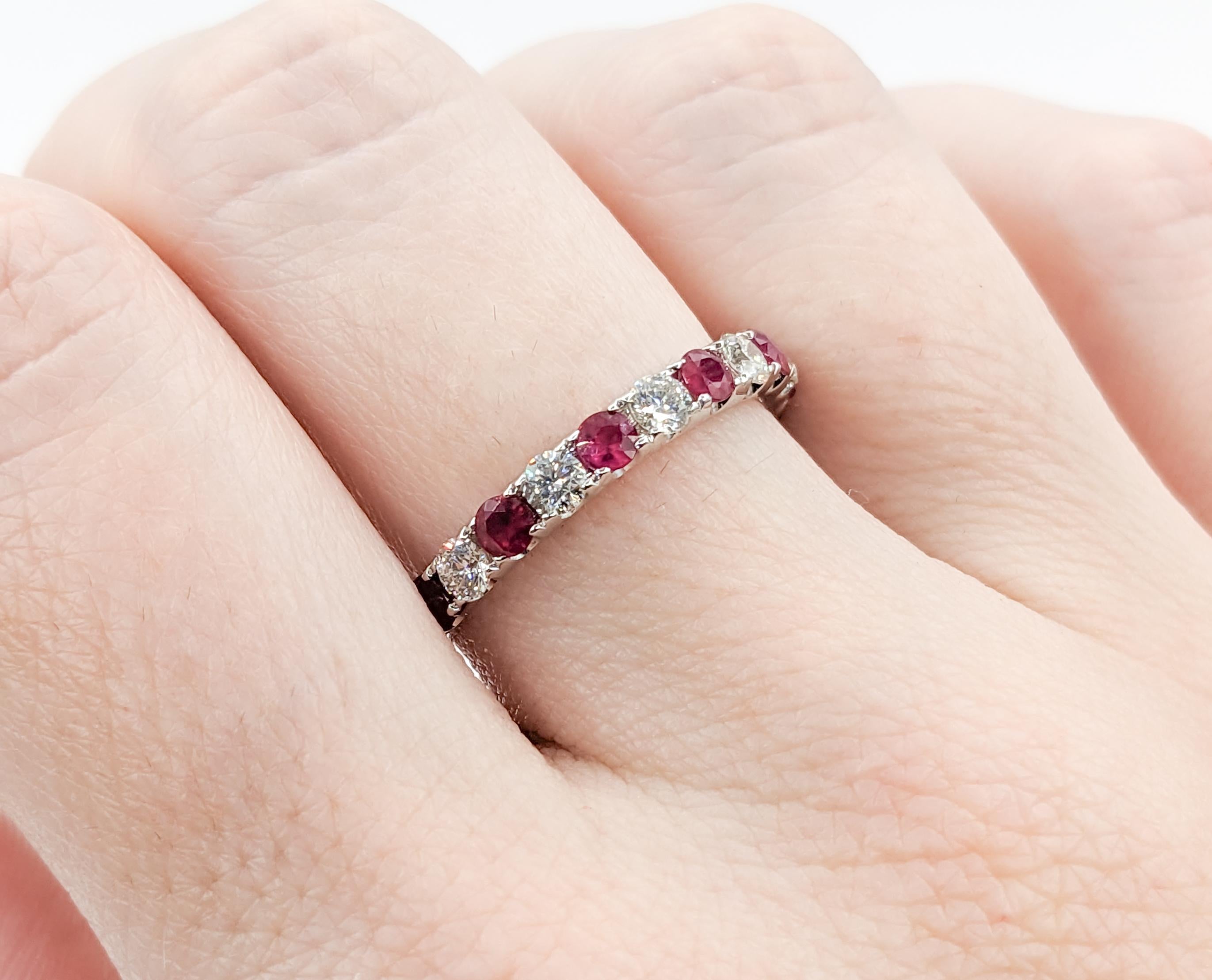 Ruby & Diamond Bridal White Gold Ring In New Condition For Sale In Bloomington, MN