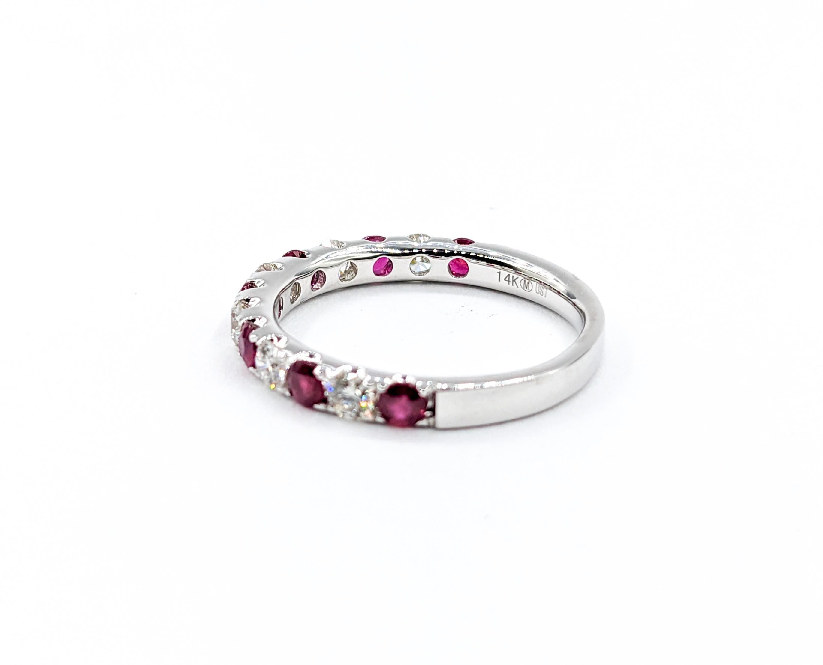 Women's Ruby & Diamond Bridal White Gold Ring For Sale