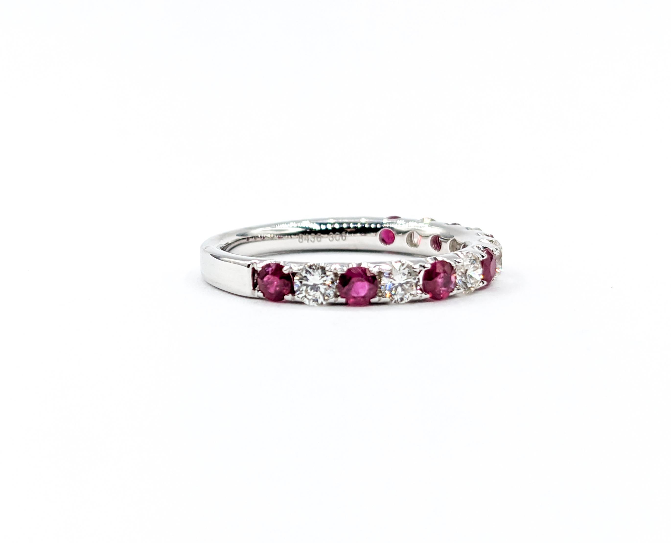 Ruby & Diamond Bridal White Gold Ring For Sale 1