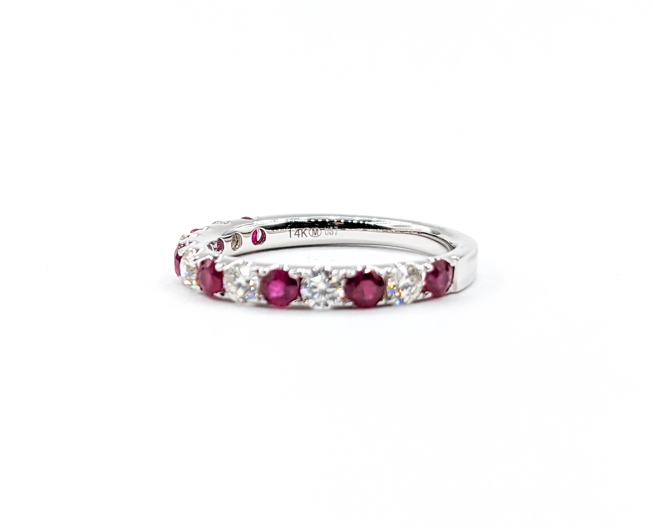 Ruby & Diamond Bridal White Gold Ring For Sale 3