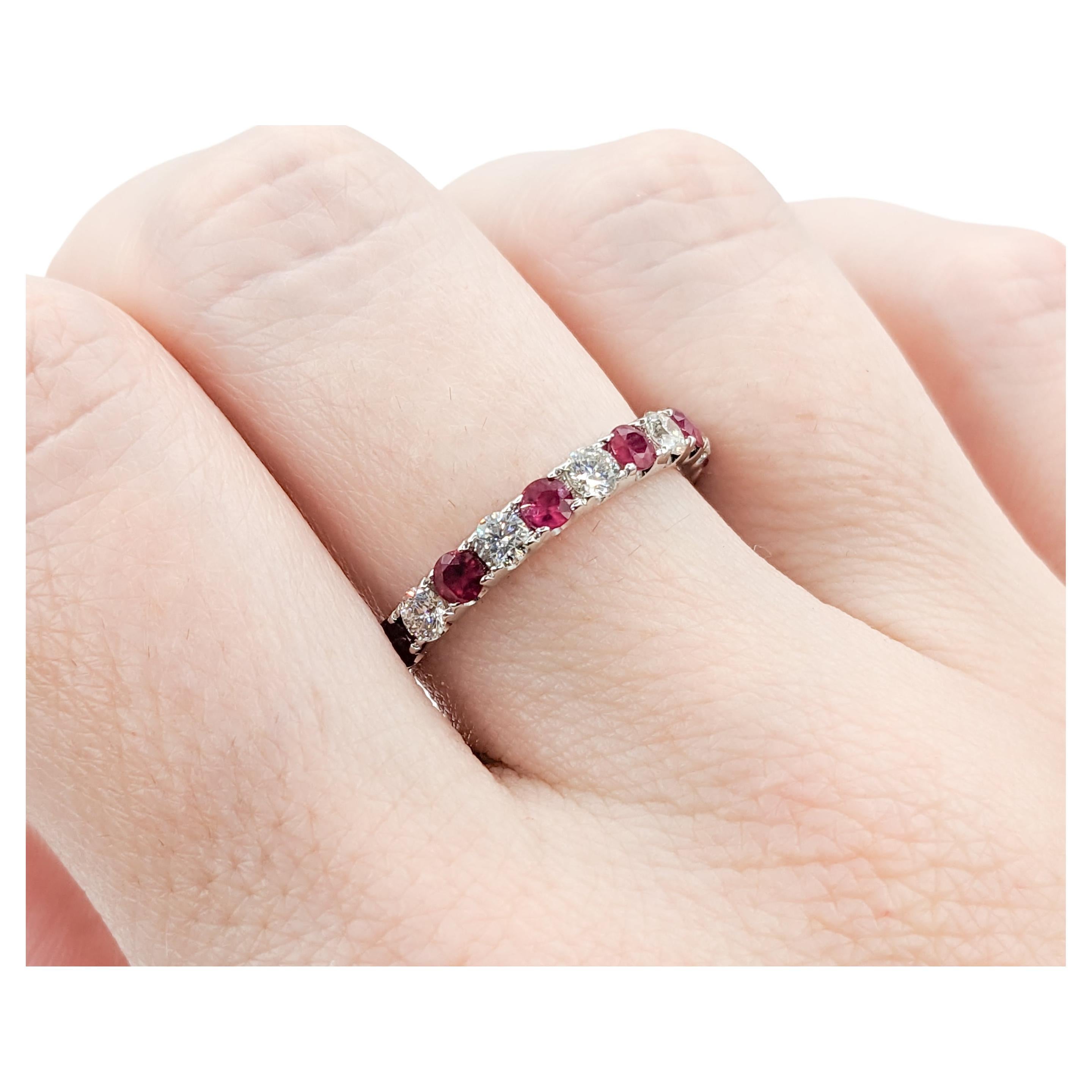 Ruby & Diamond Bridal White Gold Ring For Sale