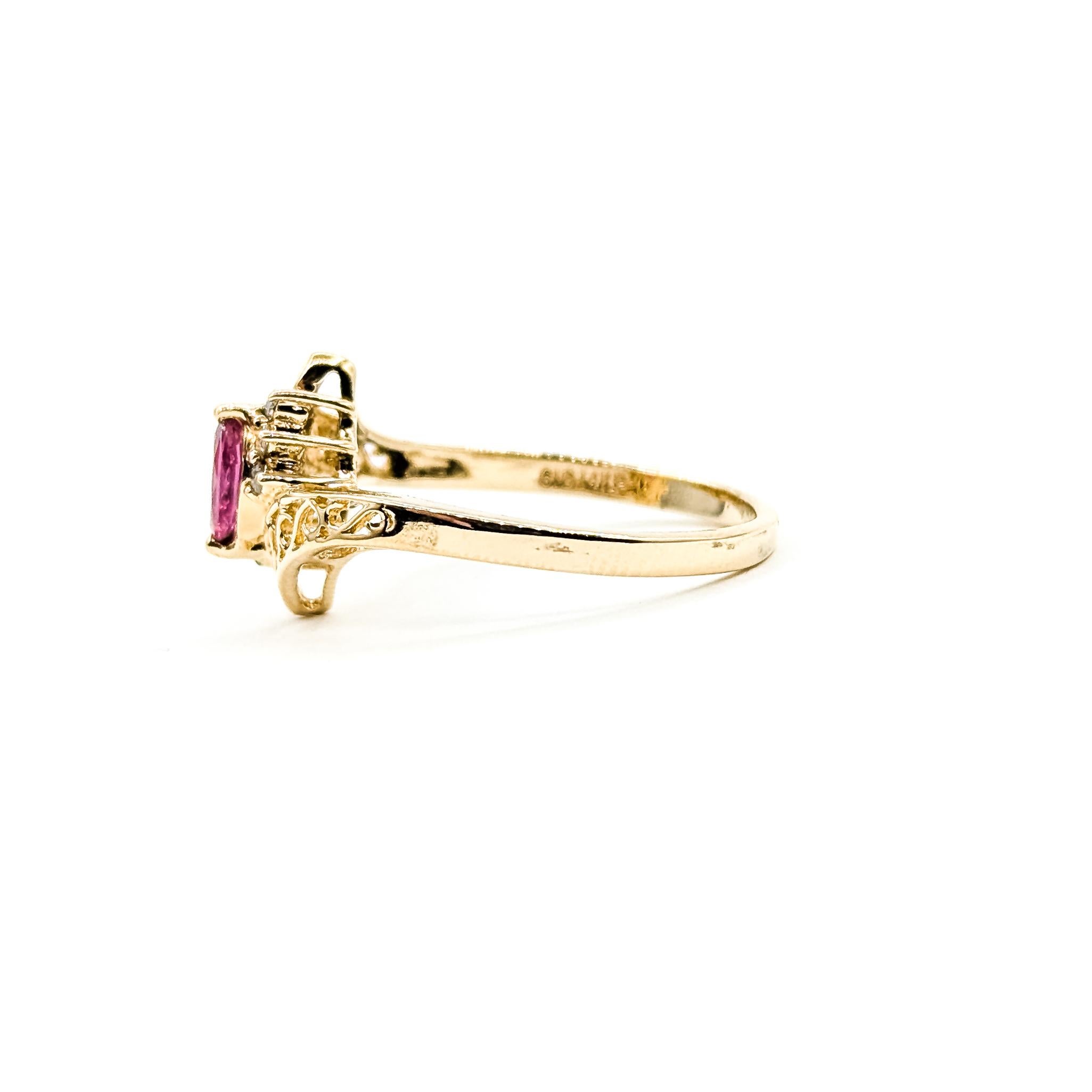 Ruby & Diamond Bypass Ring in 14k in vendita 4