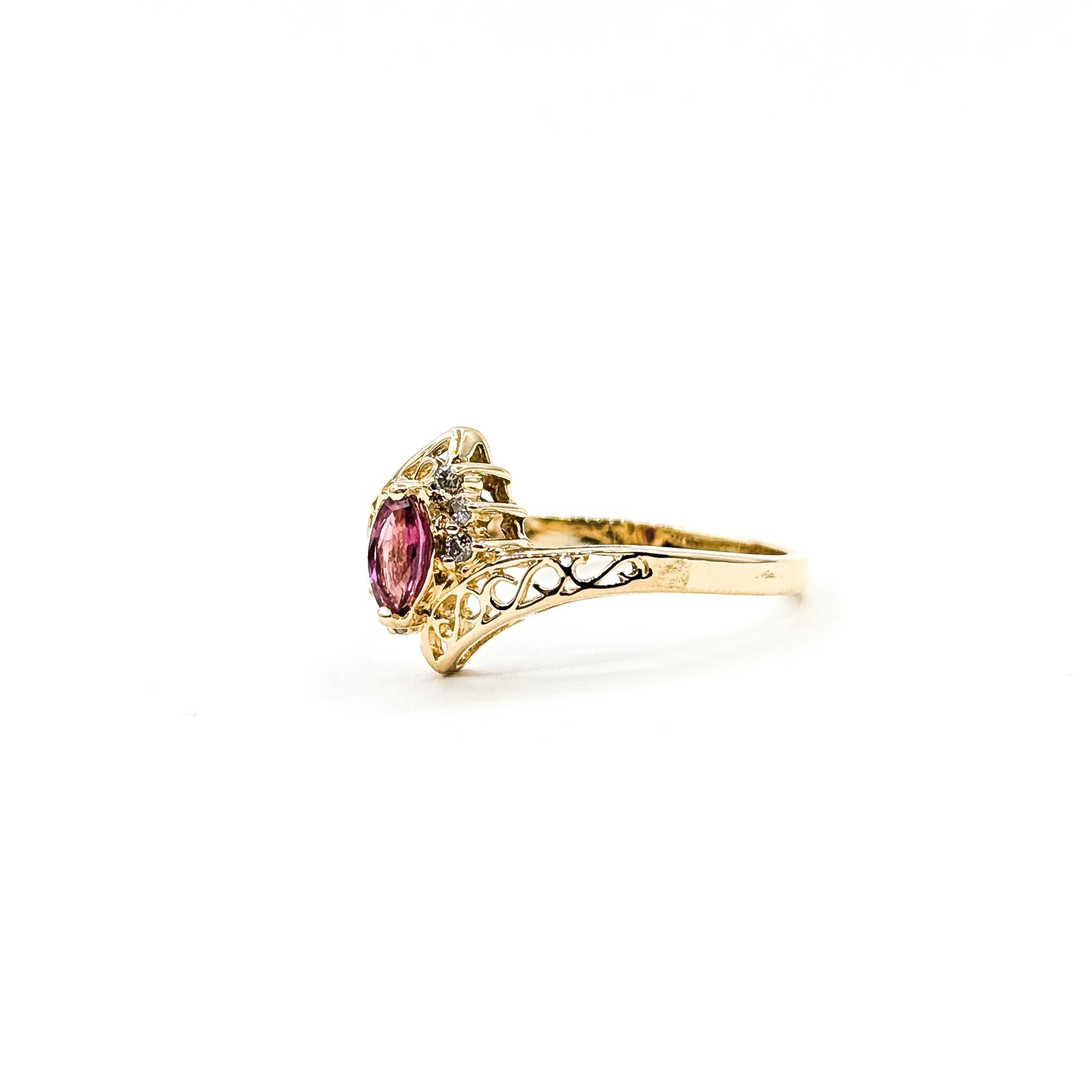 Revival Ruby & Diamond Bypass Ring in 14k in vendita