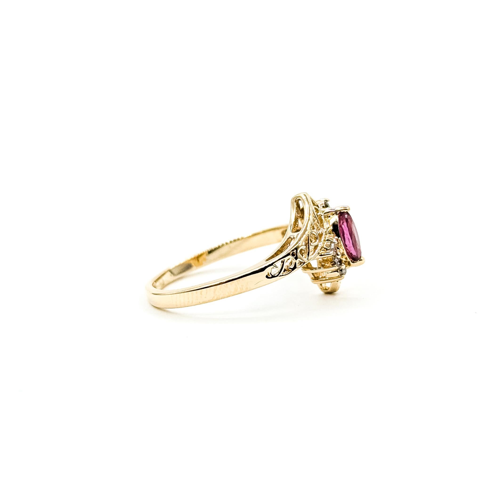 Ruby & Diamond Bypass Ring in 14k in vendita 2