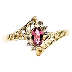 Ruby 
Diamond Bypass Ring in 14k