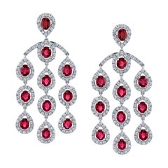 Ruby Diamond Chandelier Gold Drop Earrings
