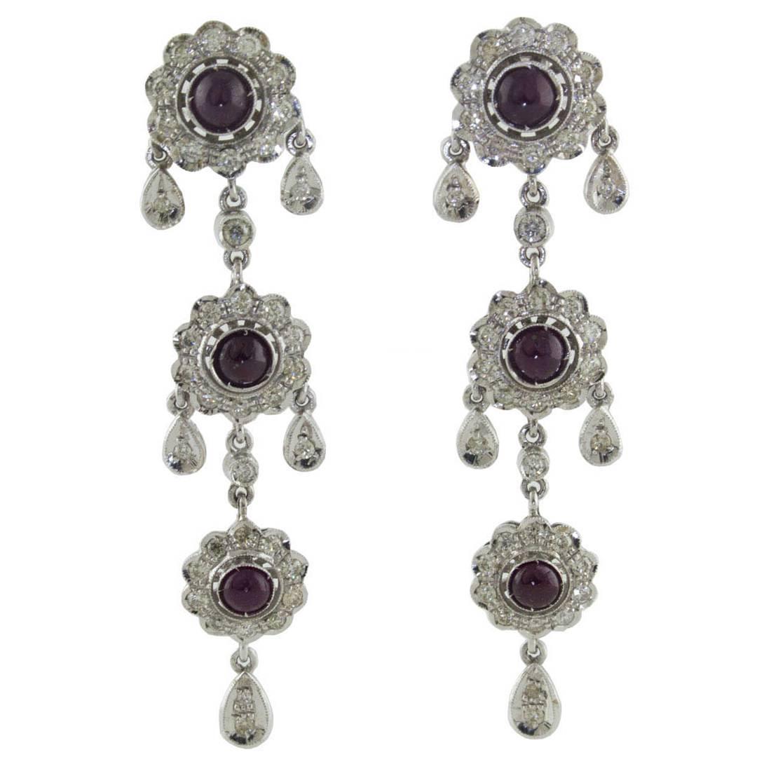 Ruby Diamond Chandelier Gold Earrings