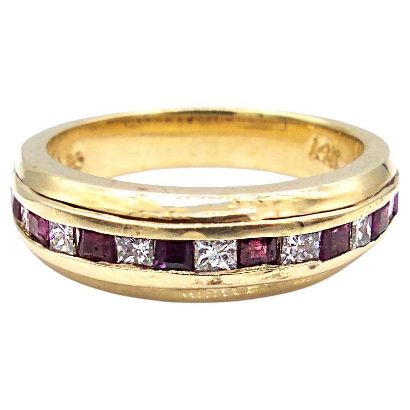 Ruby Diamond Channel Set Ring For Sale