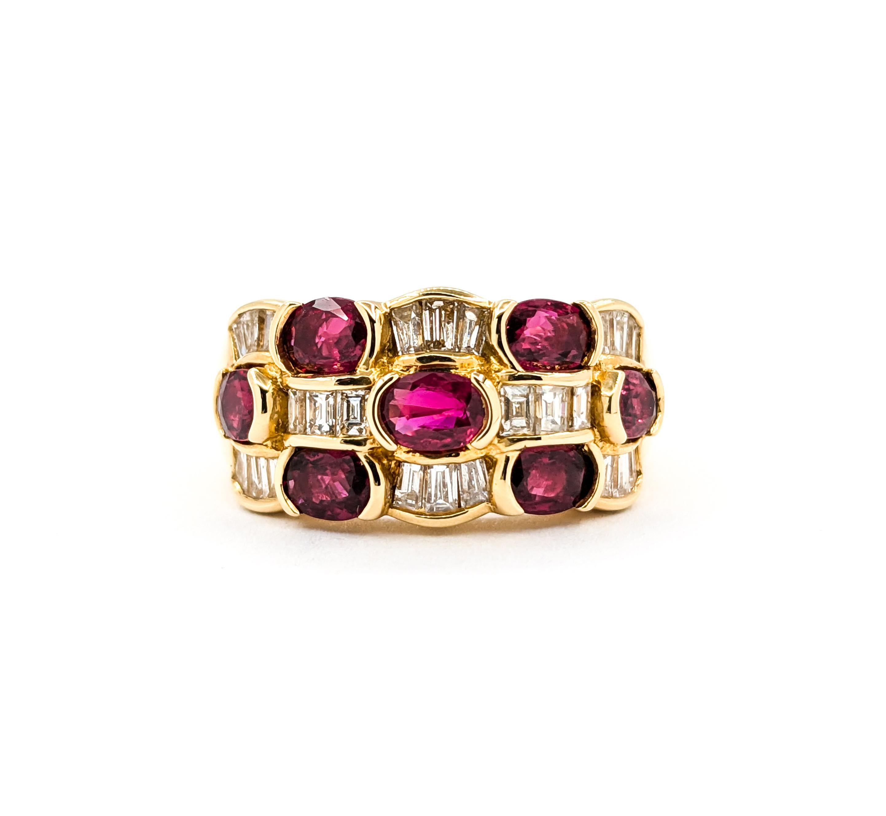 Ruby & Diamond Checkerboard Ring in 18kt Yellow Gold 4