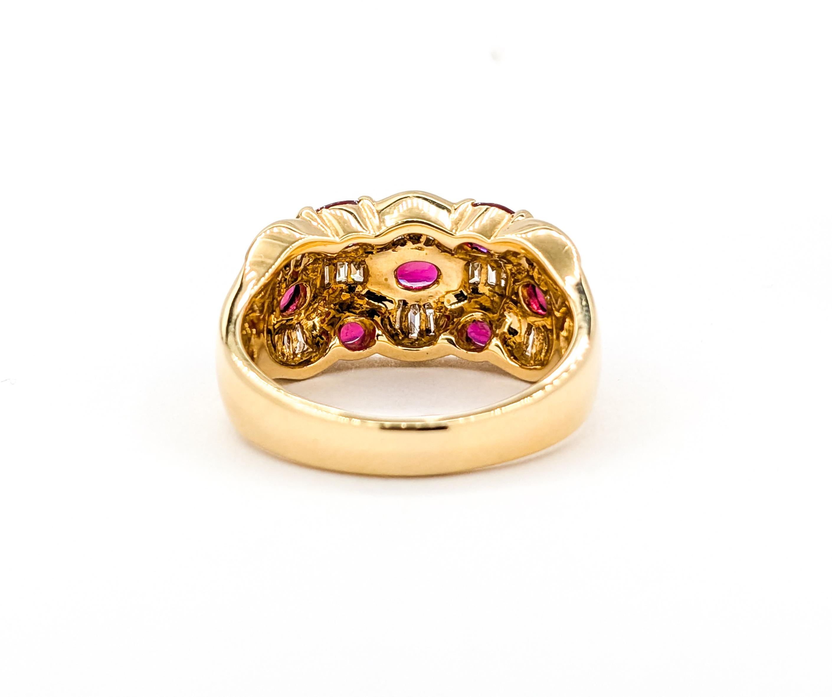 Ruby & Diamond Checkerboard Ring in 18kt Yellow Gold 1