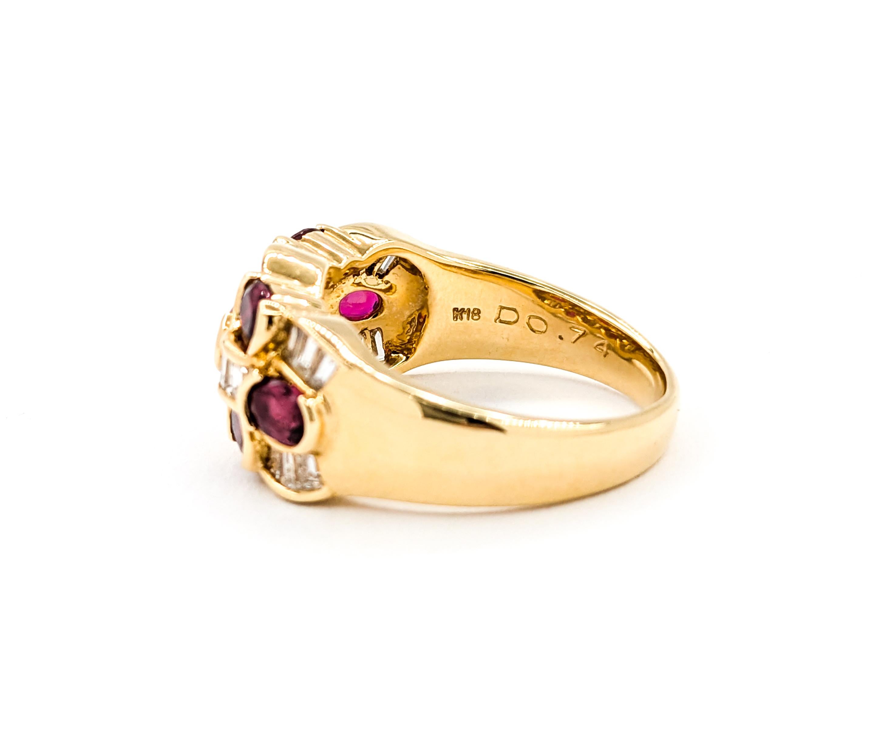 Ruby & Diamond Checkerboard Ring in 18kt Yellow Gold 2