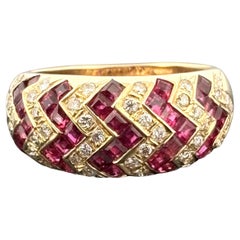 Ruby & Diamond Chevron Band 18k Yellow Gold 1.99ctw