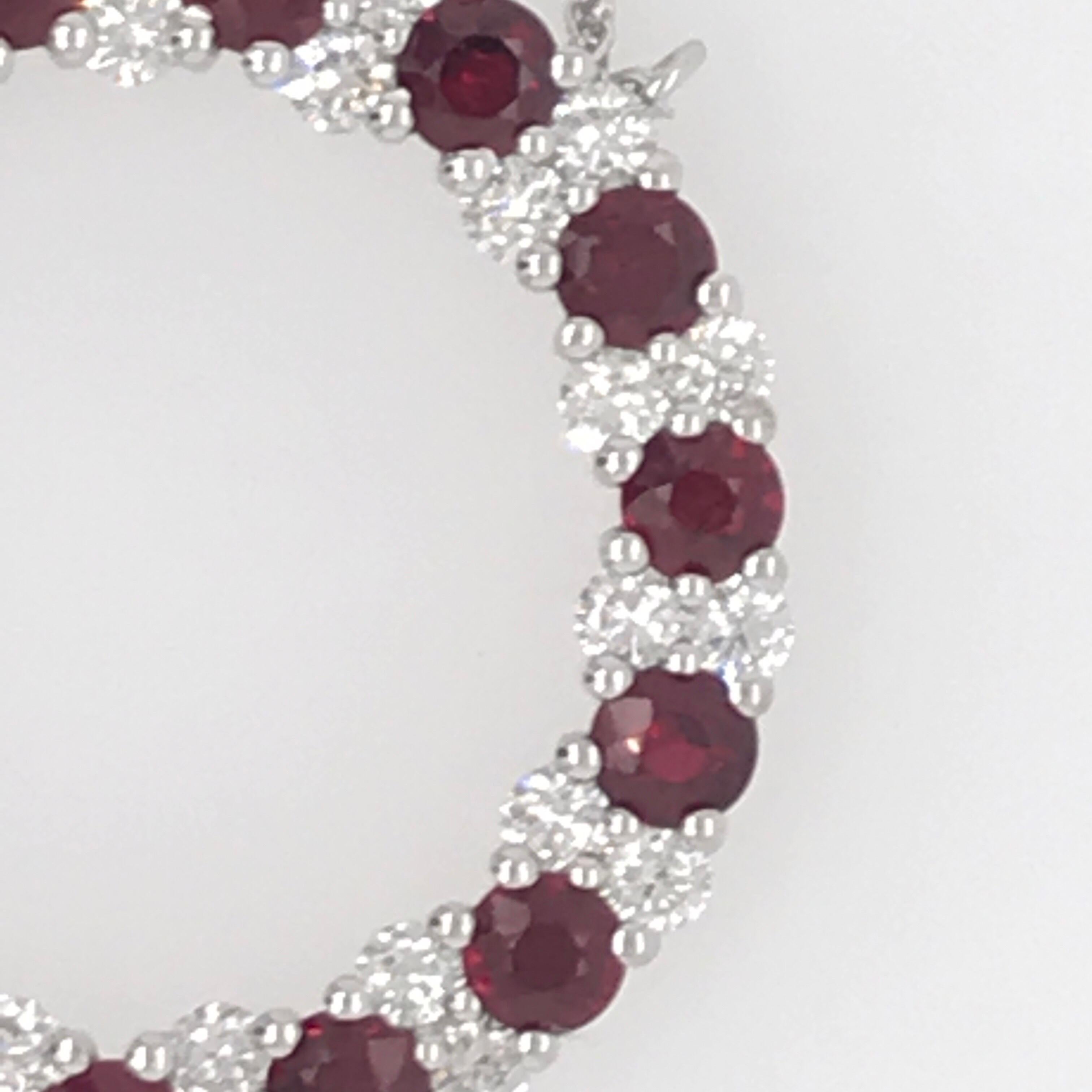 Contemporary Ruby Diamond Circle Pendant Necklace 3.89 Carat