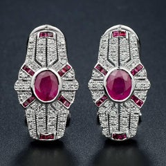 Ruby Diamond Clip-On Earrings