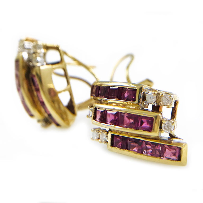 Ruby Diamond ClipOn Earrings For Sale at 1stdibs