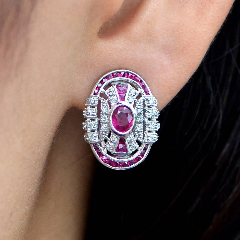 Ruby Diamond Clip-On Earrings 2
